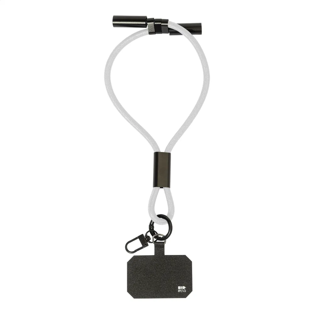 smycz na nadgarstek, uchwyt na telefon, kabel 60W RPET CuffCharge