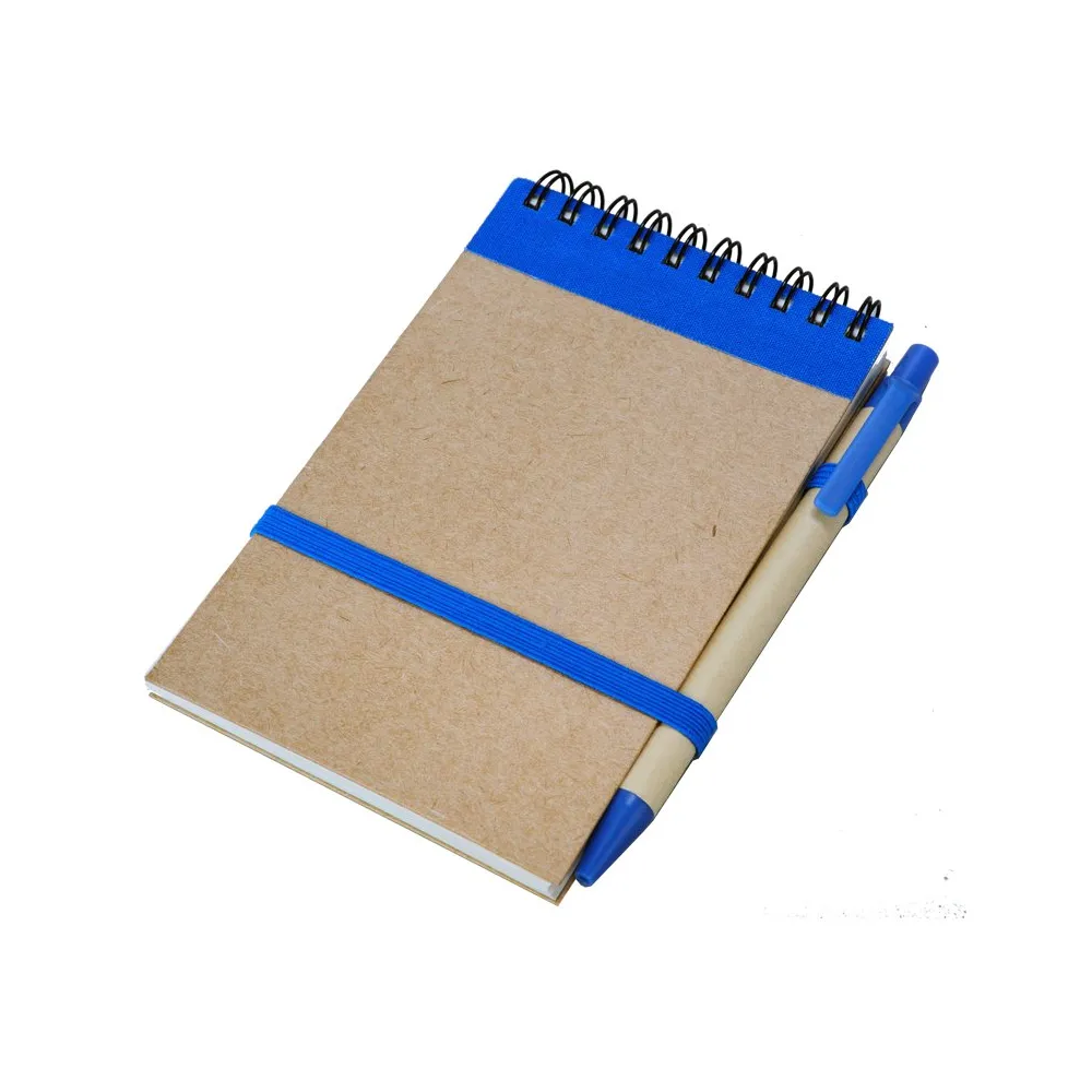 Notes Kraft z długopisem, niebieski/beżowy