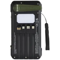 Soldy powerbank solarny o pojemności 10 000 mAh z dynamem wykonany z tworzyw sztucznych pochodzących z recyklingu z certyfika