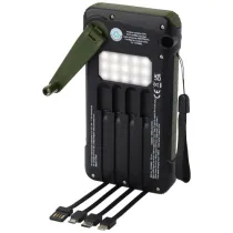 Soldy powerbank solarny o pojemności 10 000 mAh z dynamem wykonany z tworzyw sztucznych pochodzących z recyklingu z certyfika