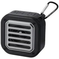 Solo plastikowy głośnik solarny Bluetooth® IPX5 o mocy 3 W z karabińczykiem wykonany z tworzywa pochodzącego z recyklingu z