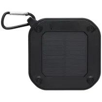 Solo plastikowy głośnik solarny Bluetooth® IPX5 o mocy 3 W z karabińczykiem wykonany z tworzywa pochodzącego z recyklingu z