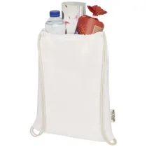 Oregon ściągana sznurkiem torba na zakupy z bawełny z recyklingu z certyfikatem GRS 140 g/m²