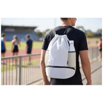 ściągana na sznurek torba sportowa z recyklingu z certyfikatem GRS o pojemności 18l z dolną komorą