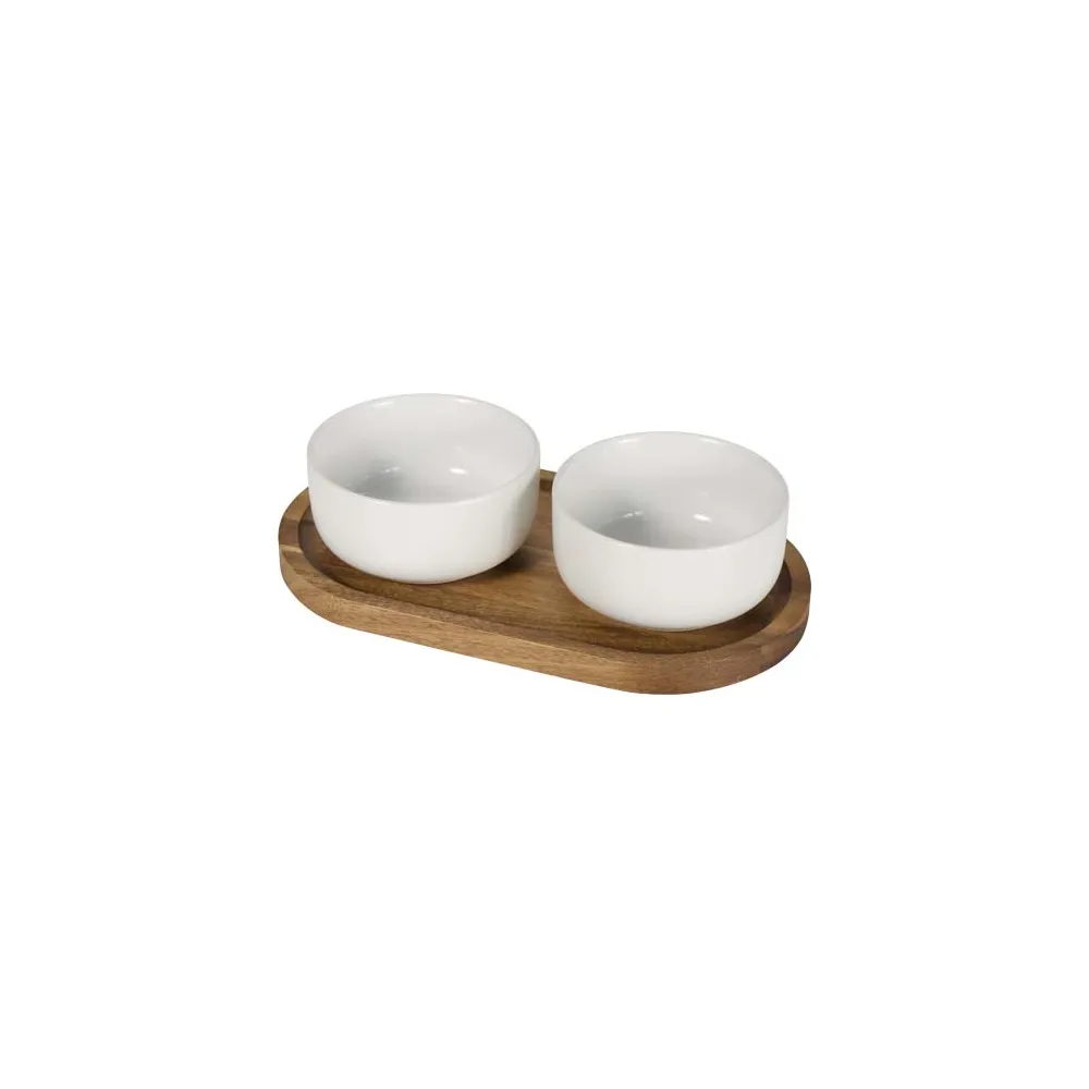 Noa zestaw drewnianej tacy i ceramicznych misek do serwowania