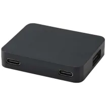 Gaia 4-portowy hub USB z wyjściem USB-A i typu C oraz podwójnym wejściem — wykonany z tworzyw sztucznych pochodzących z re