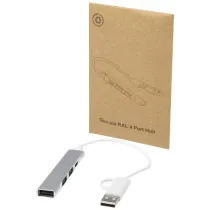 Alkaid 4-portowy hub USB-A i typu C z podwójnym wejściem wykonany z aluminium z recyklingu