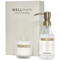 Wellmark Discovery dozownik mydła w płynie o pojemności 250 ml i zestaw świec zapachowych 150 g
