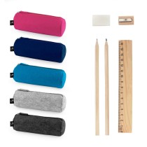 NOMAD. Wielofunkcyjne etui z filcu pochodzącego z recyklingu (100% rPET) z linijką, ołówkami, gumką i temperówką