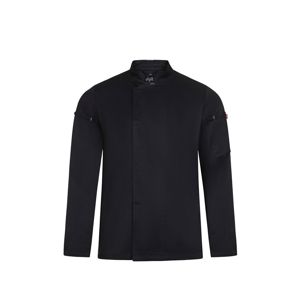 VL AGNI. Kurtka kucharska unisex (190 g/m²) z bawełny (35%) i poliestru z recyklingu (65%)