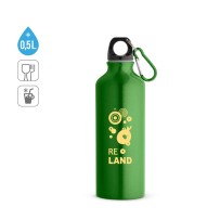 RE-LANDSCAPE M. Butelka aluminiowa z recyklingu (100% rAL) karabińczykiem 530 ml