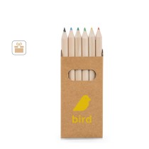 BIRD. Piórnik z 6 kolorowymi kredkami