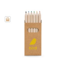 BIRD. Piórnik z 6 kolorowymi kredkami