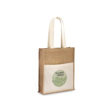 BRAGA. Jutowa torba(240 g/m²) z kieszenią ze 100% bawełny (140 g/m²)
