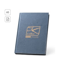 COFFEEPAD RIGID. Notatnik A5 z twardą okładką wykonany z odpadów z łusek kawy (65%)