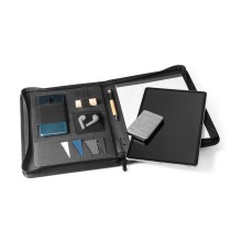 EMERGE FOLDER. Teczka A4 poliestru pochodzącego (100% rPET) 300D z zamkiem błyskawicznym