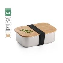 SHINO. Lunch Box. Pudełko na lunch ze stali nierdzewnej z bambusową pokrywką 800 ml