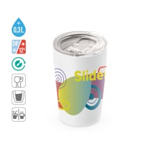 SLIDER. Dwuścienny kubek podróżny do sublimacji wykonany 380 ml