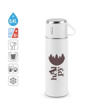 COMANECI. Dwuścienna butelka ze stali nierdzewnej (90% z recyklingu) z matowym wykończeniem 490 ml