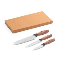 BAHARAT. Zestaw 3 noży kuchennych z ostrzami ze stali nierdzewnej i ergonomicznymi uchwytami