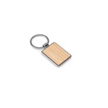 GASTON RECTANGULAR. Prostokątny brelok z żelaza z cynku i bambusa