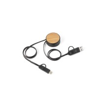 RUBINS. Zwijany kabel USB 6 w 1 z ABS pochodzącego z recyklingu (100% rABS) i bambusa