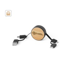 RUBINS. Zwijany kabel USB 6 w 1 z ABS pochodzącego z recyklingu (100% rABS) i bambusa