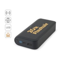 BECKER 20. Power bank 20 000 mAh z recyklingowanego ABS (100% rABS) z superszybką ładowarką bezprzewodową 15 W