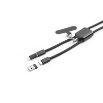 ZEWAIL. Smycz z dołączonym uchwytem na smartfona, kablem USB-C i różnymi adapterami z recyklingowanego ABS i recyklingowaneg
