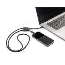 ZEWAIL. Smycz z dołączonym uchwytem na smartfona, kablem USB-C i różnymi adapterami z recyklingowanego ABS i recyklingowaneg