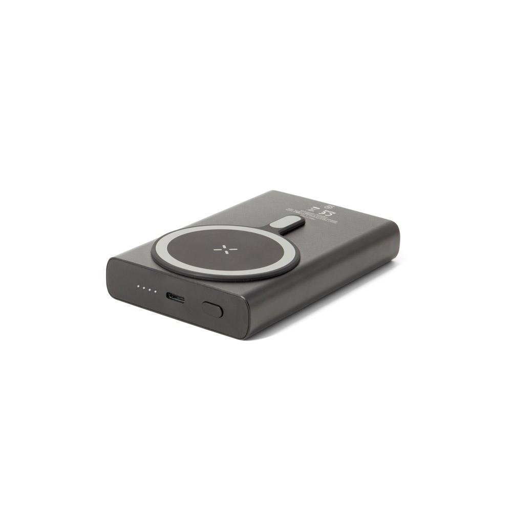 WRIGHT 10. Magnetyczny powerbank z superszybkim ładowaniem z recyklingowanego aluminium i recyklingowanego ABS o pojemności 10