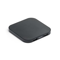 CAROLINE. Ładowarka bezprzewodowa Superfast 15W z 2 portami USB-A w ABS pochodzącego z recyklingu (60% rABS)