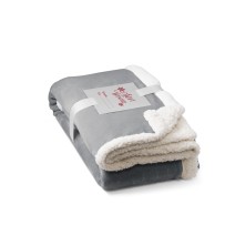 HEIDEN. Dwustronny polarowy koc (190 g/m²) z satynową wstążką i etykietą do personalizacji